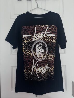 Men’s Last Kings Animal Print Egyptian Pharaoh Face Hip-Hop T-Shirt Large
